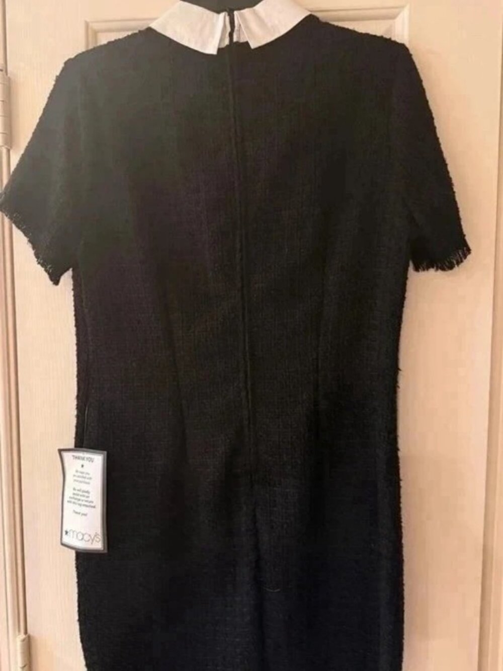 City Studio Black Tweed Mini Dress White Collar Jr 9/10 NWT